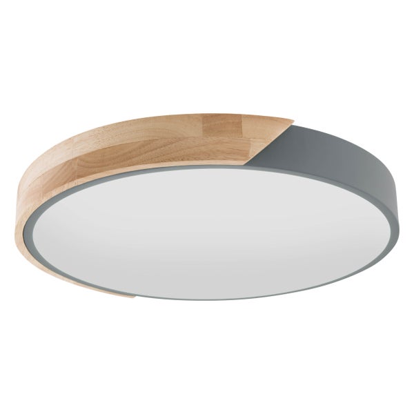 LED Deckenleuchte BORNEO, Ø 31 cm aus Metall und Kunststoff in Grau, integrierte LEDs, Beleuchtung für Wohnräume, Diele und Büro
