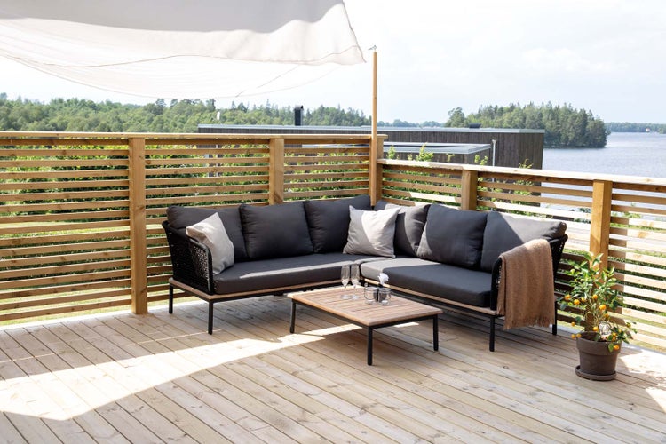 Andorra Lounge-Set 2 Teile schwarz,natur. 60 X 90 X 27 cm