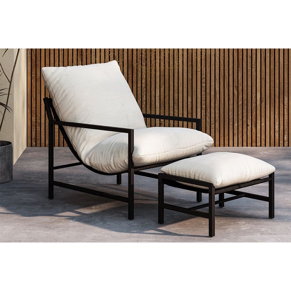 Corso Loungesessel mit Fußhocker schwarz. 67 X 128 X 68 cm