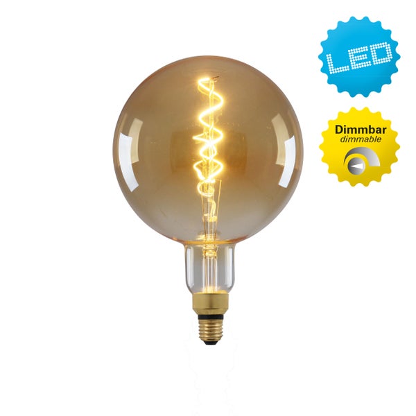 LED Leuchtmittel DILLY MAX, 5 Watt, Glühbirne  aus Metall und Glas, warmweiß, E27-Fassung LED, dekorative LED Lampe ca. 30 cm hoch