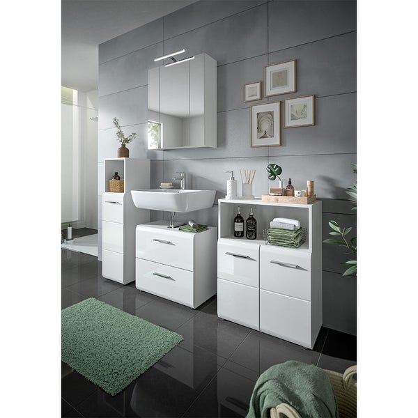 Ice Badschrank 1 Tür 1 Fach weiß Hochglanz. 30 X 30 X 110 cm