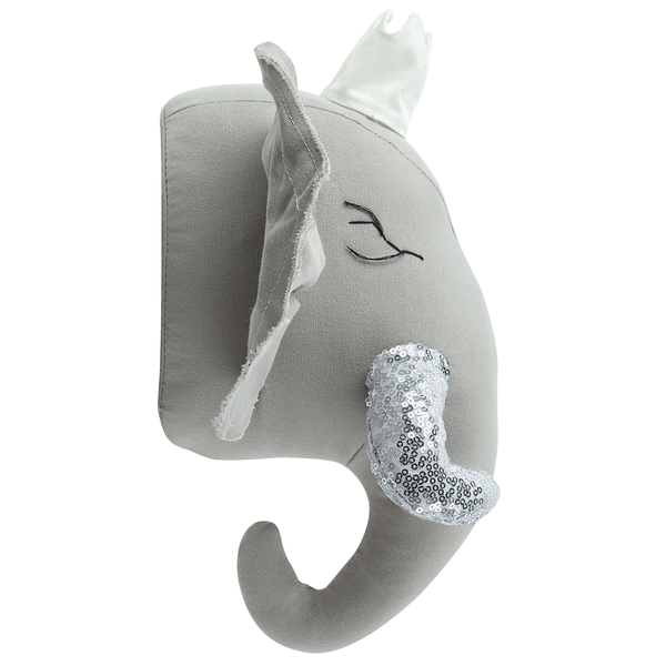 Wanddekoration für Kinder Elefant TANTOR Baumwolle 33 cm Grau