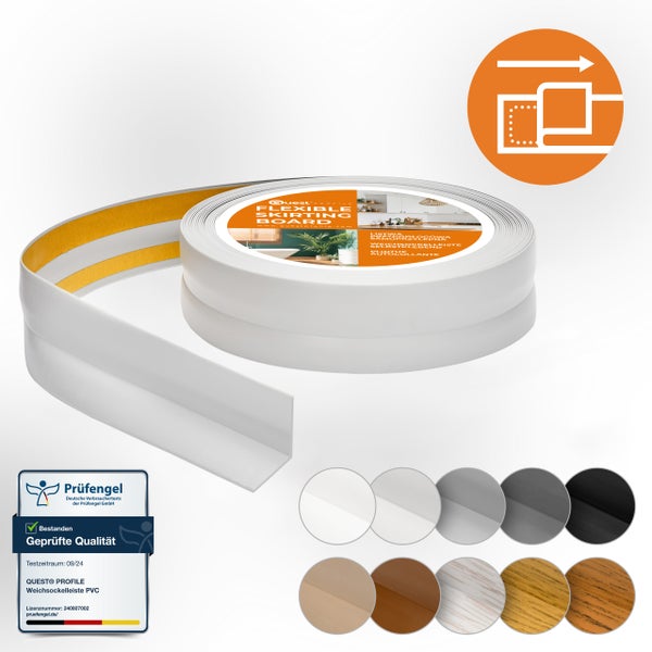 Sockelleiste mit den Maßen 32 mm x 23 mm für einen Spalt von 5 bis 25 mm