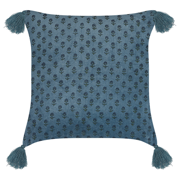 Dekokissen RIBES Samtstoff 45 x 45 cm Dunkelblau Blumenmuster