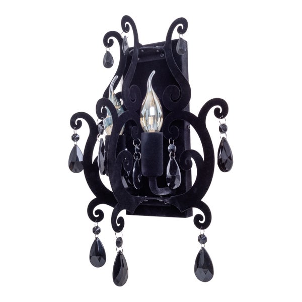 Schwarze Wandleuchte mit dekorativen Kristallanhängern für stimmungsvolle Beleuchtung