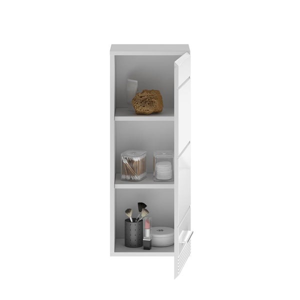 Linus Badschrank wandhängend 1 Tür Hochglanz weiß,weiß. 30 X 23 X 77 cm