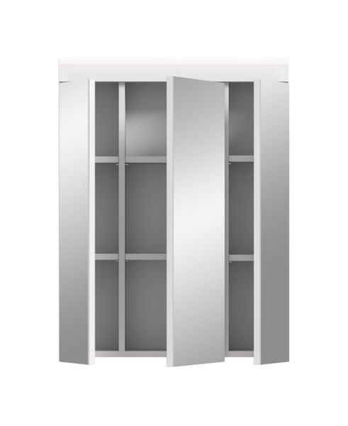 Offener Spiegelschrank mit Regalböden