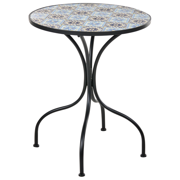 Runder Beistelltisch mit Mosaikplatte und Metallgestell