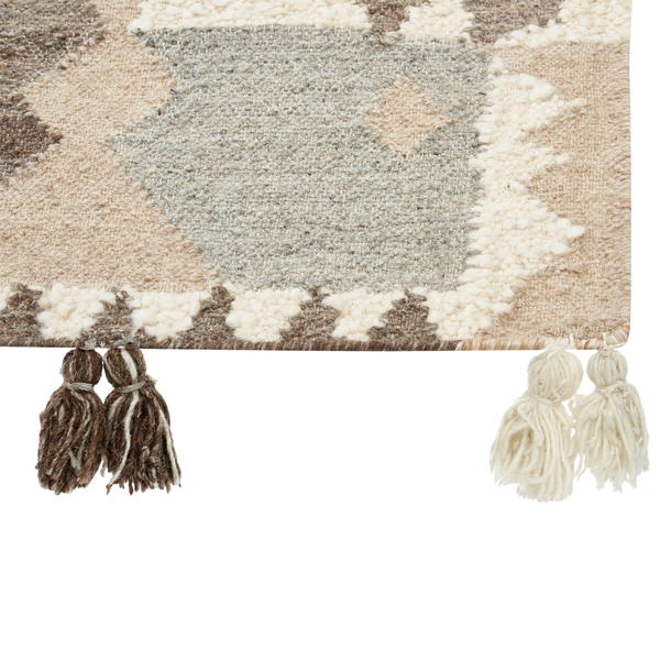 Teppich ARALEZ Beige 80 x 150 cm Wolle Kelim