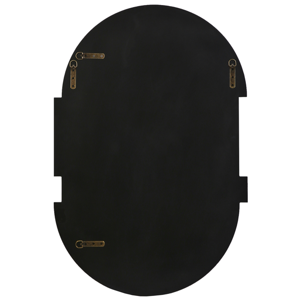 Rückseite eines ovalen Spiegels mit Aufhängungen