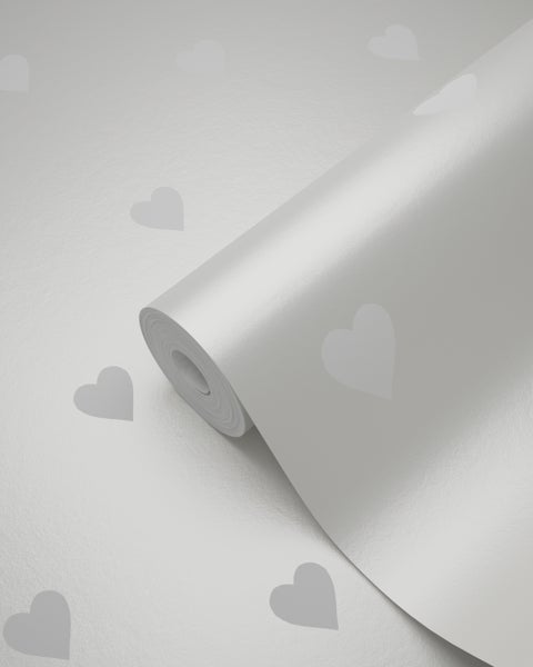 Origin Wallcoverings Tapete Herzchen Warmgrau und Weiß - 53 cm x 10.05 m - 347704