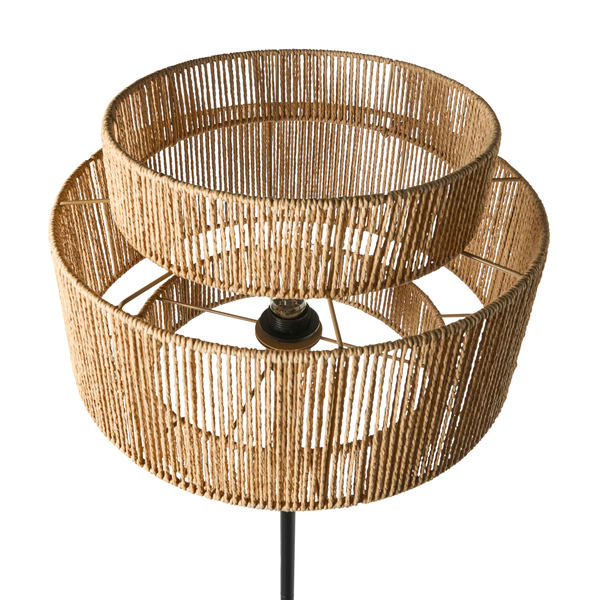 Stehlampe mit zwei Lampenschirmen aus Seilmaterial