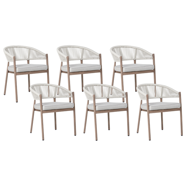 Set mit 6 Stühlen und Sitzkissen FLAVIA Metall Weiß