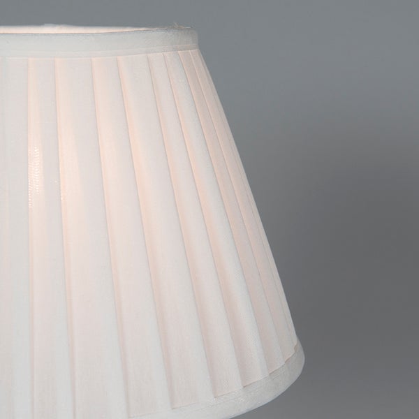 Retro Tischlampe Messing mit Plissee Schirm Creme 25 cm - Kaso