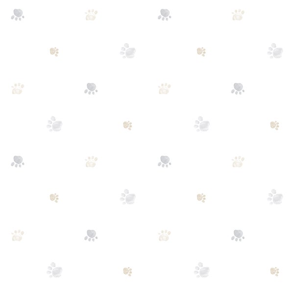 Sanders und Sanders Tapete Pfotenabdrücken Beige, Grau und Weiß - 53 cm x 10 m - 640583