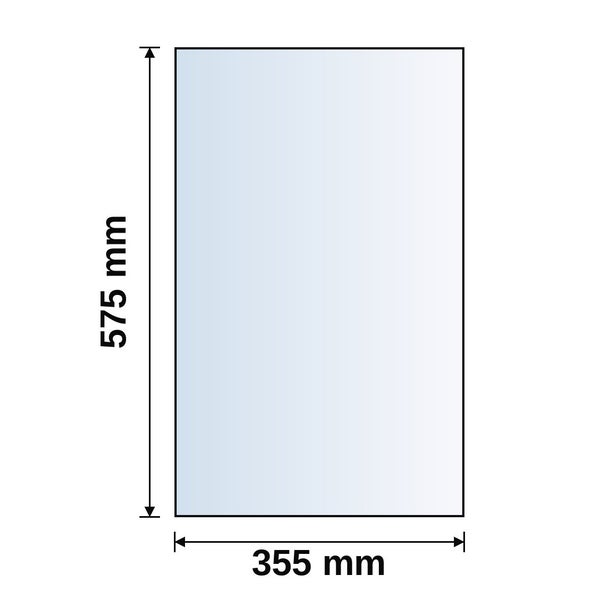 Rechteckiges Paneel mit einer Höhe von 575 Millimetern und einer Breite von 355 Millimetern.