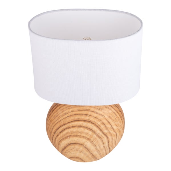 Tischleuchte mit Schirm und Holzfuß