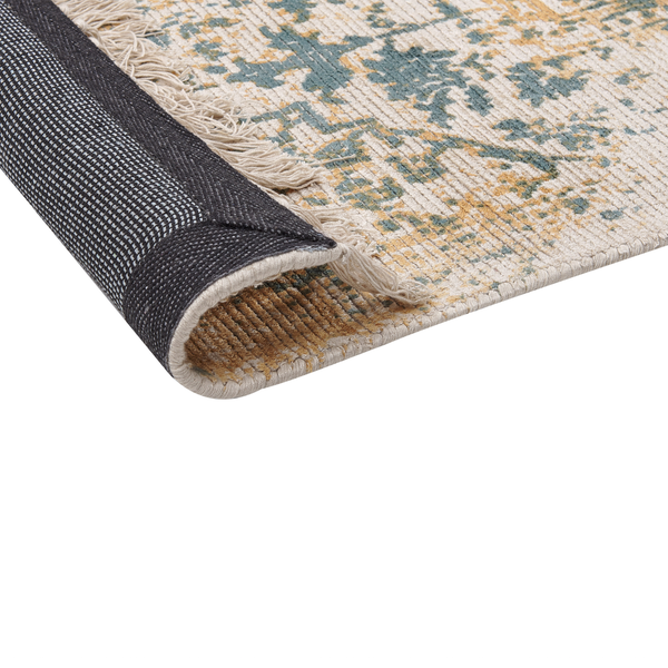 Teppich Viskose senfgelb / grün 80 x 150 cm orientalisches Muster Kurzflor BOYALI