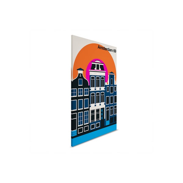 Leinwandbild mit Amsterdam Häuser Motiv
