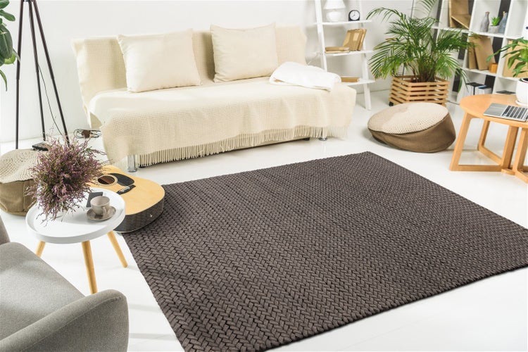 Flachflor Teppich Naoki Grau Uni 160 x 230 cm