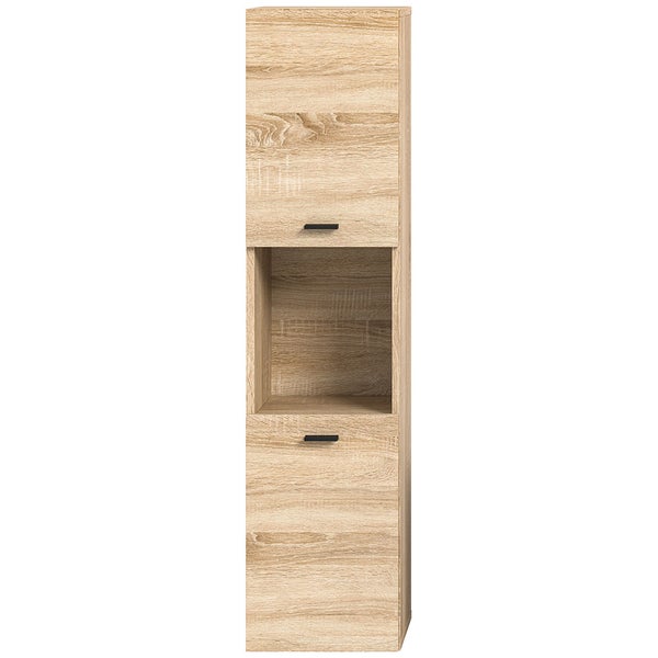 Boston Hochschrank Bad 2 Türen 1 Fach Eiche Dekor. 30 X 29 X 125 cm