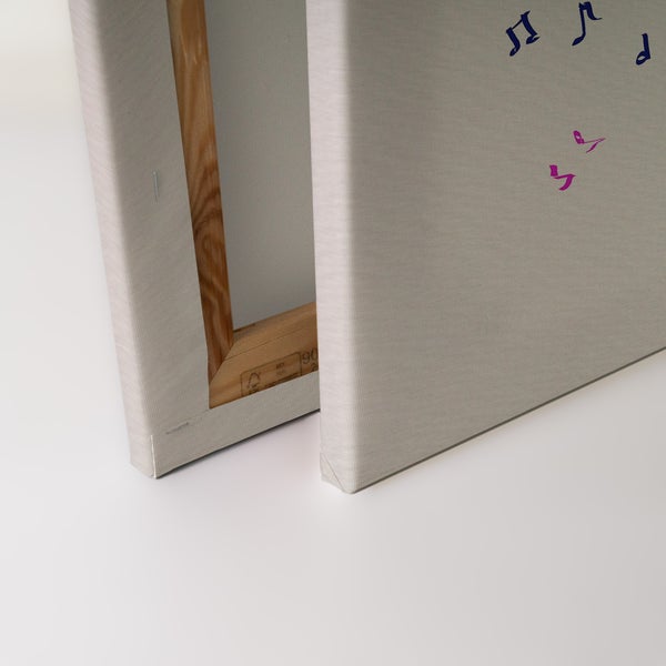 Leinwandbild mit Musiknotenmotiv auf einem Holzkeilrahmen