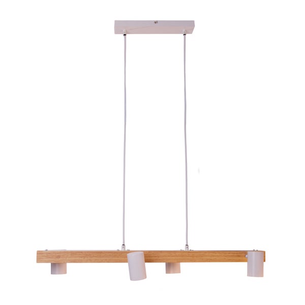 Hängelampe mit Holzdetails und mehreren Leuchten