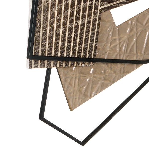 Dekorative Wandkunst aus Holz und Kunststoff mit Metallrahmen