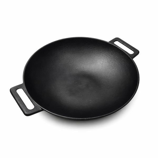 Schwarzer Wok mit Griffen