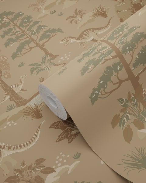 Tapete mit Dinosaurier- und Landschaftsmuster