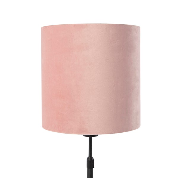 Tischlampe schwarz mit Veloursschirm rosa mit Gold 25 cm - Parte