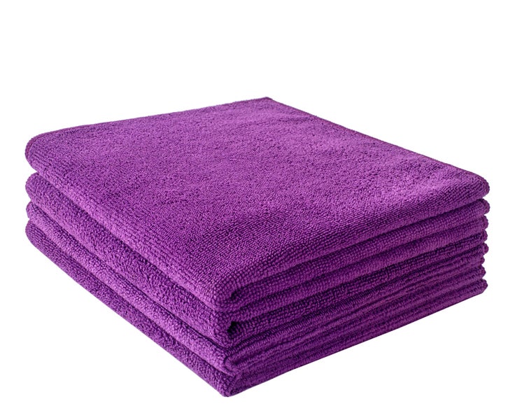 Stapel lila Mikrofasertücher
