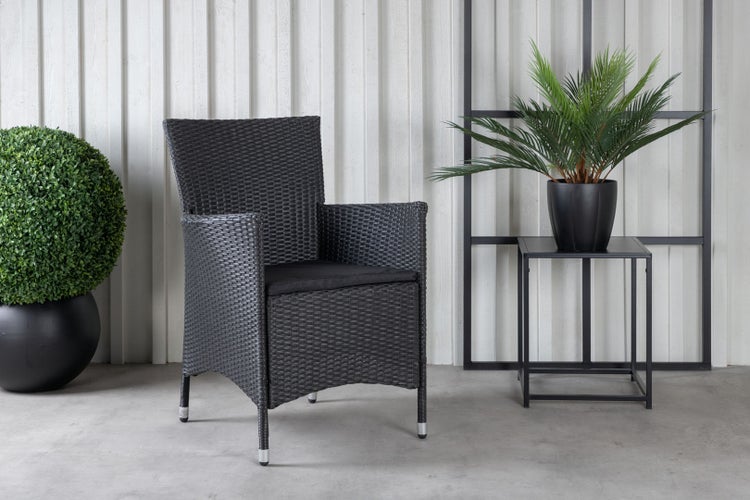 Knick Gartenstuhl mit Armlehnen schwarz. 2er Set