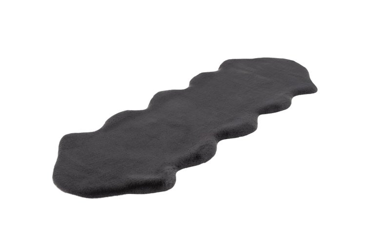 Hochflor Teppich Enchantique Grau 35 mm Uni handgetuftet 60 x 180 cm