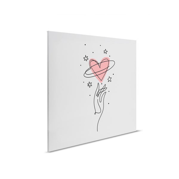 Dekoration Leinwand mit Herz, Hand und Sternen