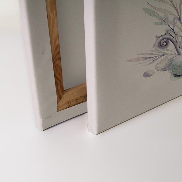 Leinwandbild mit Holzrahmen aus Kiefernholz und botanischem Motiv