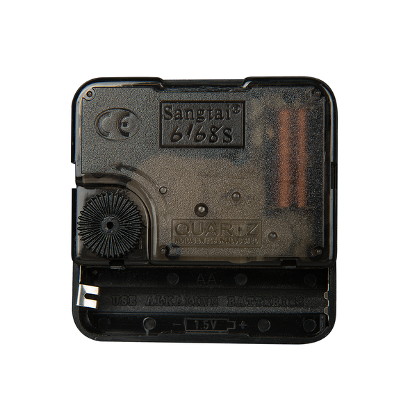 Quarz-Uhrwerk Sangtai 6168S mit Batteriefach für AA-Alkaline-Batterien und Einstellrad.