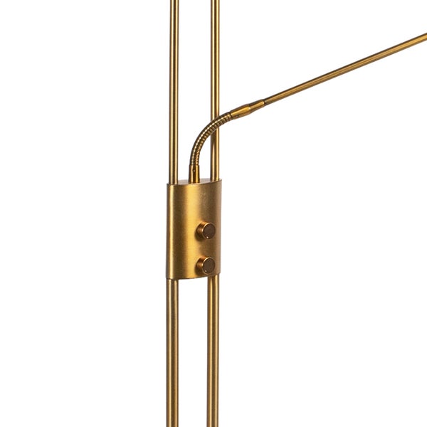 QAZQA - Moderne Stehlampe Bronze inkl. LED mit Lesearm - Mallorca Dimmer I Dimmbar I Wohnzimmer I Schlafzimmer I Deckenfluter - Stahl Länglich - I (nicht austauschbare) LED
