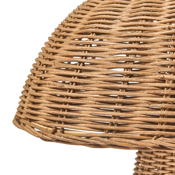 Detailansicht einer geflochtenen Lampe