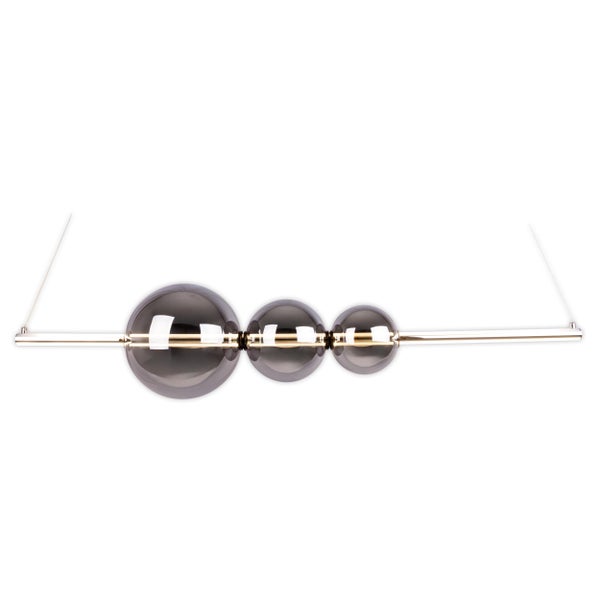 LED Pendelleuchte chrom NOVA aus chromfarbenem Metall, Kunststoff und Rauchglas, mit fest verbauten LEDs, ca. 105 cm lang