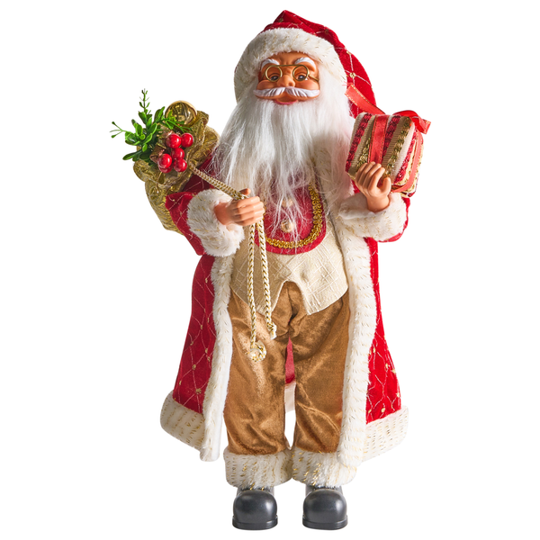 Dekorativer Weihnachtsmann mit Sack und Geschenk