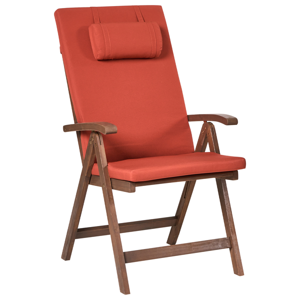 Set mit 2 Stühlen und Sitzkissen AMANTEA PREMIUM Akazienholz Rot