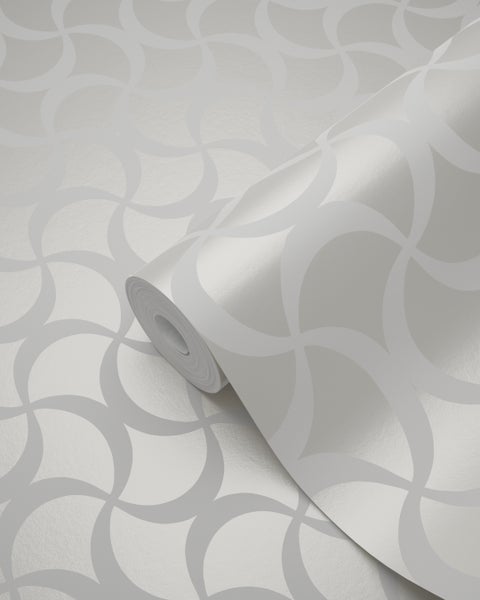 Origin Wallcoverings Tapete grafisches Muster Weiß - 53 cm x 10.05 m - 345737