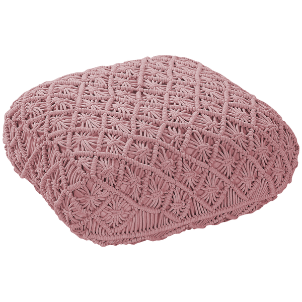 Pouf Makramee BERRECHID Baumwolle Rosa 50 cm 50 cm 20 cm