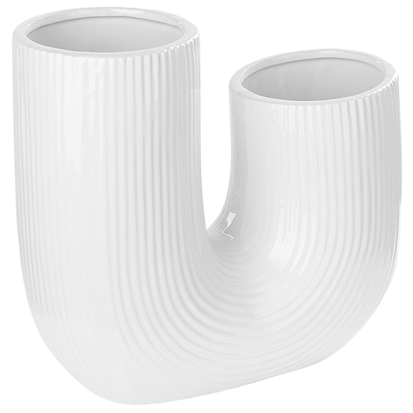 Blumenvase MITILINI Steinzeug 23 cm Weiß