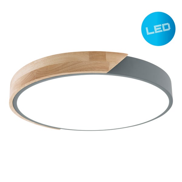LED Deckenleuchte mit Holz- und Metallelementen