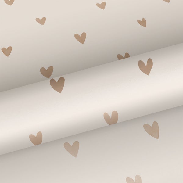 Walls4You Tapete Konfetti Herzen Beige und Gold - 0,53 x 10,05 m - 935291