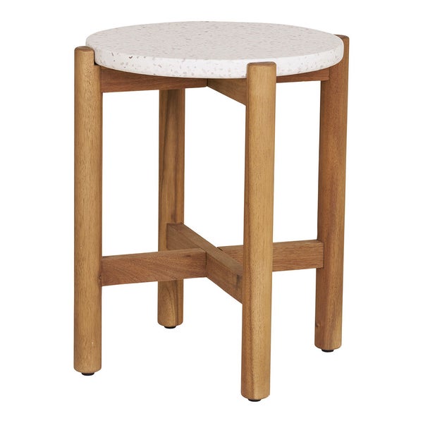 Terracina Beistelltisch Ø37cm Natur, weiß. 37 X 37 X 46 cm