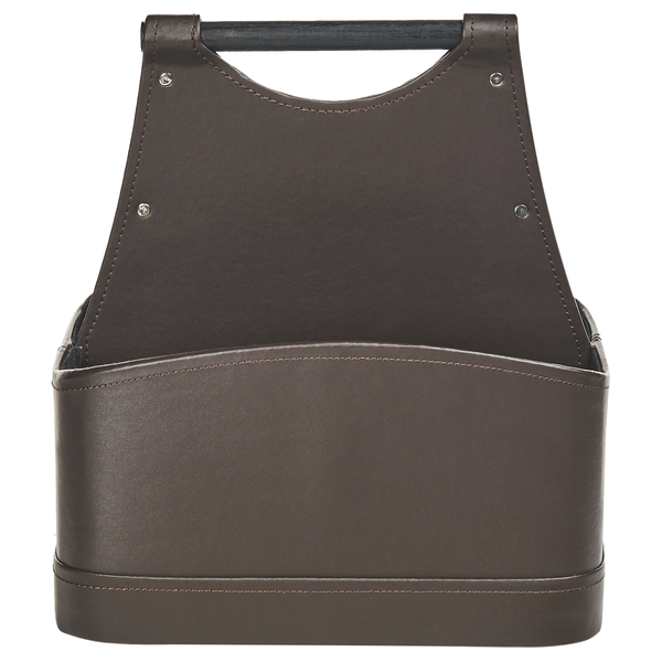 Brauner Zeitschriftenständer aus Kunstleder mit Tragegriff