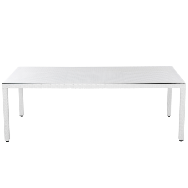 Gartentisch ITALY 220 cm 100 cm Glas Weiß